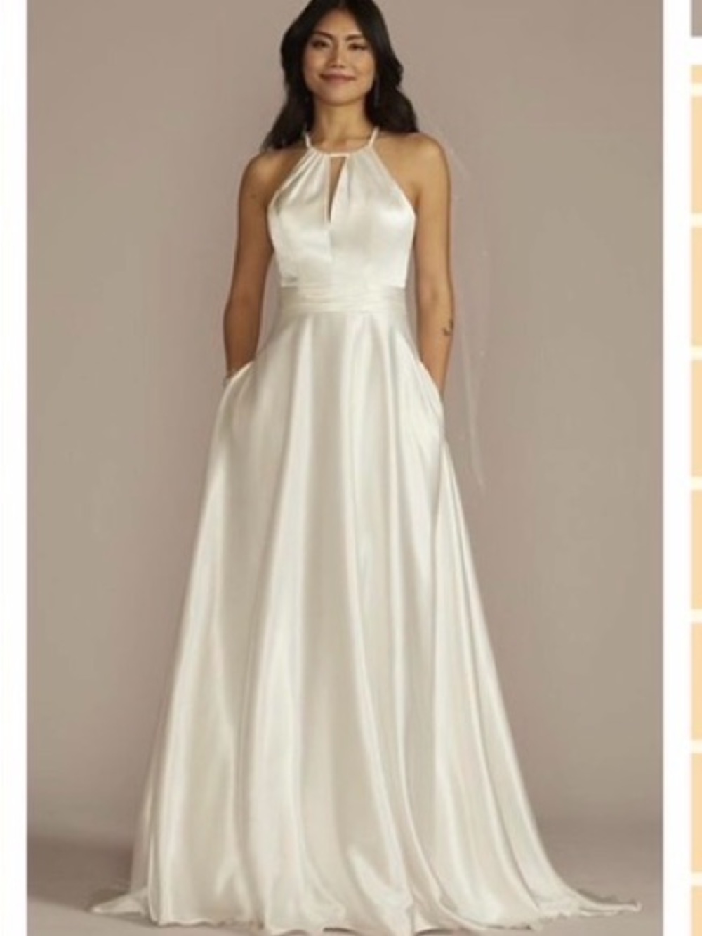 Ivory Halter Satin A-Line Dress